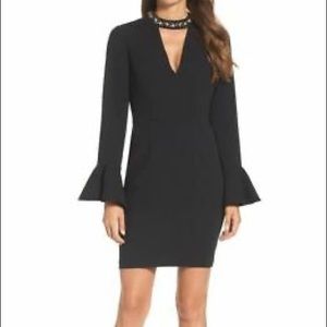 Embellished neck sheath dress
